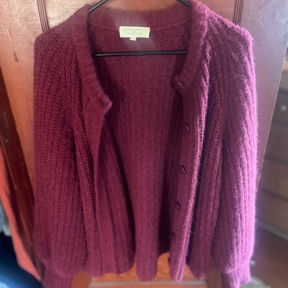Sezane Emile cardigan in burgundy - Picture 2 of 4